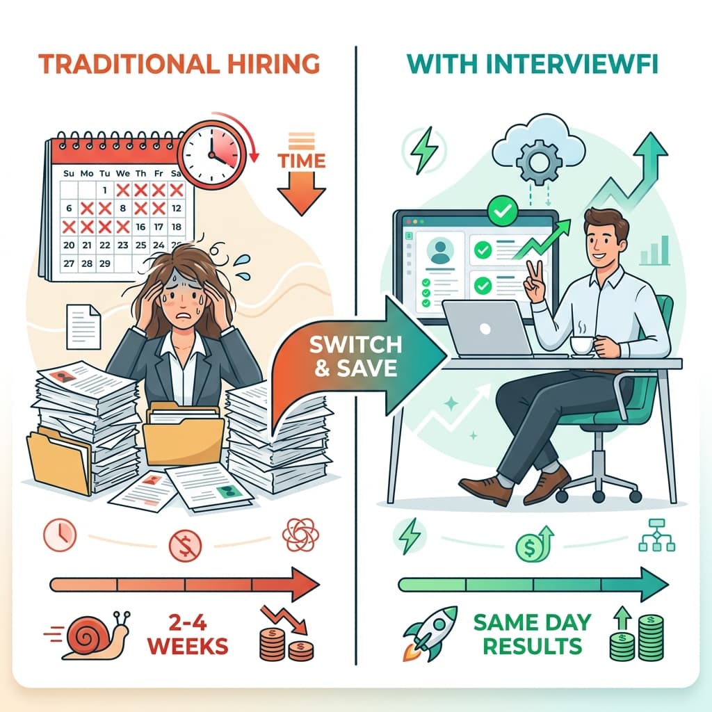 Traditional Hiring vs InterviewFi Process